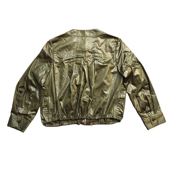 Richmond X Olive Green Pleated Cropped 3/4 Sleeve Jacket Sz 42 NWT - Picture 8 of 16